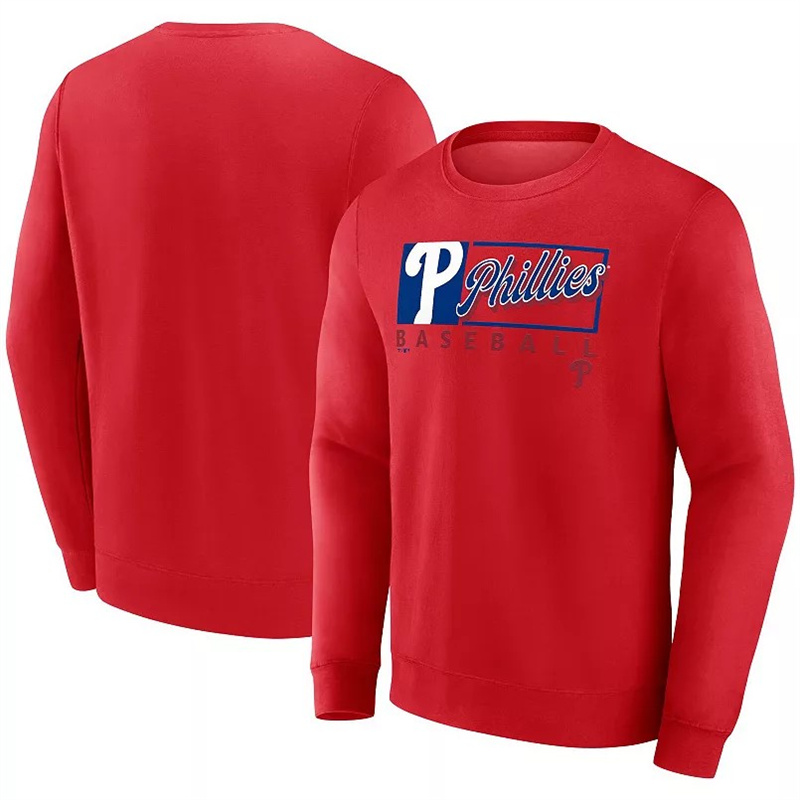 Men's Philadelphia Phillies Red Focus Fleece Pullover Sweatshirt Men's Philadelphia Phillies Red Focus Fleece Pullover Sweatshirt